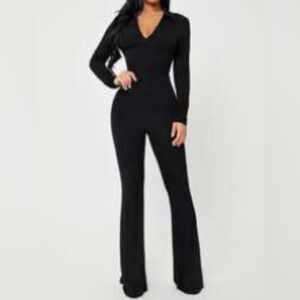 Shein  size S  Elegant Black Women's Jumpsuit  This jumpsuit has flared legs.
